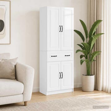 vidaXL Kastenset 2 st Hoogglans Wit Bewerkt hout, Huis en Inrichting, Kasten | Buffetkasten, Minder dan 50 cm, Verzenden, Nieuw