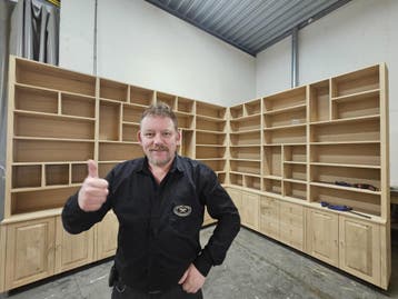 Hoek Boekenkast massief eiken | Maatwerk kast specialisten, Huis en Inrichting, 200 cm of meer, Eikenhout, Nieuw, 200 cm of meer