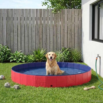 vidaXL Honden zwembad Ø300 x 38 cm Dik PVC Rood, Dieren en Toebehoren, Honden-accessoires, Verzenden, Nieuw
