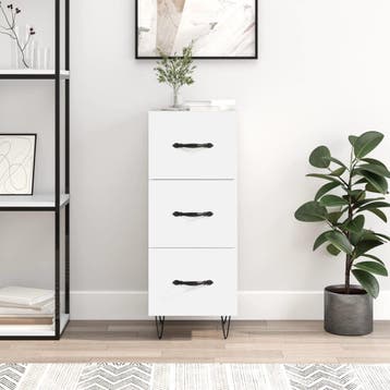 vidaXL Dressoir 34,5x34x90 cm bewerkt hout wit, Verzenden, Nieuw, Overige houtsoorten, Minder dan 50 cm