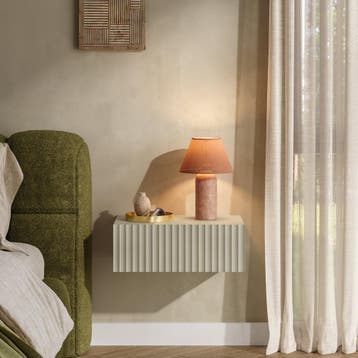 Nachtkastje Nand zwevend met lade 42x30x15 cm havermout [en., Verzenden, Nieuw