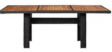 Zwarte Tuintafel 200x100 cm – Harsvlecht en Acaciahout, Tuin en Terras, Tuintafels, Verzenden, Nieuw
