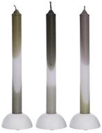 Kaarsen Dip Dye Olive Salie 24 cm Ø2,5 set 3 stuks, Ophalen of Verzenden, Nieuw