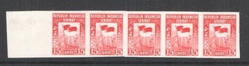 Nederlands-Indië 1950 - 15 SEN - Vlag - ongetanden proef in, Gestempeld