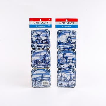 Set van 6 kurk onderzetters Delftsblauwe Molens | 5480, Ophalen of Verzenden, Nieuw