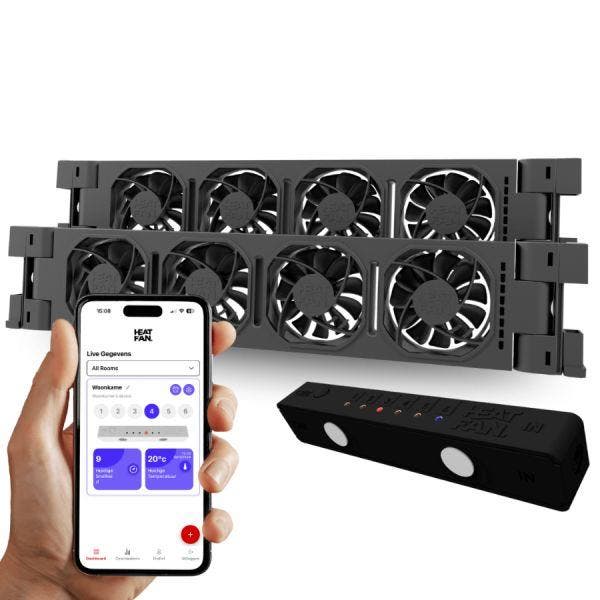 Heatfan 4 - Duo Set zwart - inclusief WiFi smartcontroller +, Doe-het-zelf en Verbouw, Verwarming en Radiatoren, Verzenden