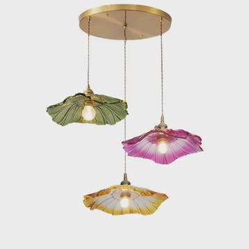 Vintage Bloemen Glazen Hanglamp - Sfeervolle Decoratie voor, Huis en Inrichting, Verzenden, Nieuw
