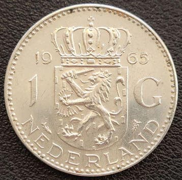 Nederlandse zilveren Gulden 1965, Postzegels en Munten, Verzenden, Koningin Juliana, Losse munt, Zilver