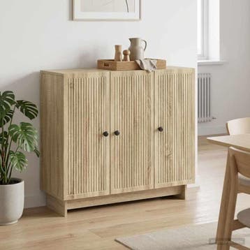 vidaXL Dressoir Sonoma Eiken 89 x 34,5 x 80 cm Bewerkt hout, Verzenden, Nieuw, Overige houtsoorten, Minder dan 50 cm
