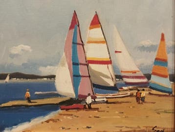 Antoni Sadurní (1927-2014) - Veleros en Cambrils. Costa