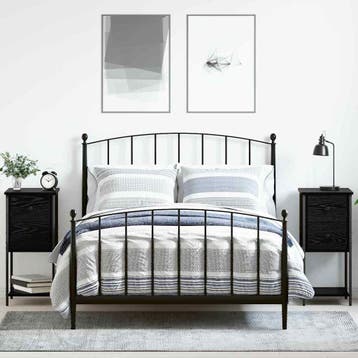 vidaXL Nachtkastje 2 st Zwart eiken 32 x 42 x 70 cm Bewerkt, Huis en Inrichting, Slaapkamer | Nachtkastjes, Minder dan 45 cm, Verzenden