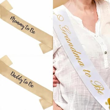 Sjerp en button set Daddy to Be zwart met gouden tekst, Ophalen of Verzenden, Nieuw, Versiering, Geboorte of Huwelijk