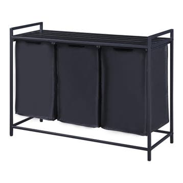[en.casa] Wasmand Saltvik met 3 zakken 75,5x102,5x38 cm zwar, Huis en Inrichting, Verzenden, Nieuw