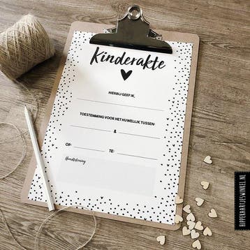 Hippe Kaartjes - Kinderakte bruiloft met klembord, Verzenden, Nieuw