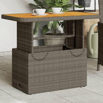 vidaXL Tuintafel 90x55x71 cm poly rattan en acaciahout grijs, Verzenden, Nieuw