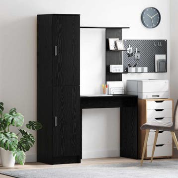 vidaXL Bureau met plank met opslag met de deur 2 st Zwart, Verzenden, Nieuw