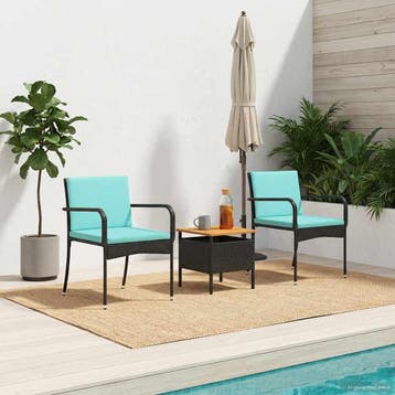 vidaXL Tuin set met kussen staal, Verzenden, Nieuw, Rotan