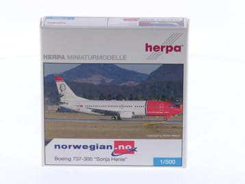Schaal 1:500 Herpa 505673 Boeing 737-300 Norwegian Air Sh..., Ophalen of Verzenden, Zo goed als nieuw