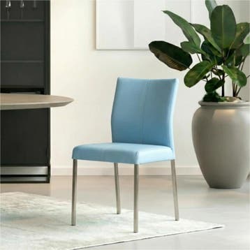 Set van 4 Leren eetkamerstoelen Basic - Toledo Sky Blue, Ophalen of Verzenden, Nieuw, Leer