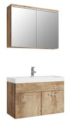 Badkamermeubel Set Paso 02 80 cm Kastanje Eiken Badmeubel, Huis en Inrichting, Badkamer | Badkamermeubels, Verzenden, Nieuw, Wastafelkast
