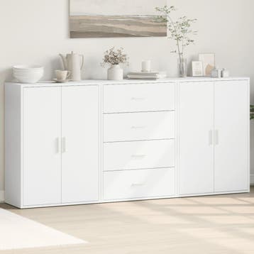 vidaXL Dressoirs 3 st 60x31x84 cm bewerkt hout wit, Huis en Inrichting, Verzenden, Nieuw, Overige houtsoorten, 50 tot 100 cm