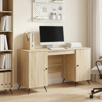 vidaXL Bureau Sonoma Eiken 142,5 x 50 x 75 cm Bewerkt hout, Verzenden, Nieuw