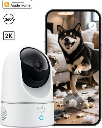 eufy Security E220 Binnencamera - 2K Pan & Tilt - Indoor Cam, Witgoed en Apparatuur, Ophalen of Verzenden, Zo goed als nieuw