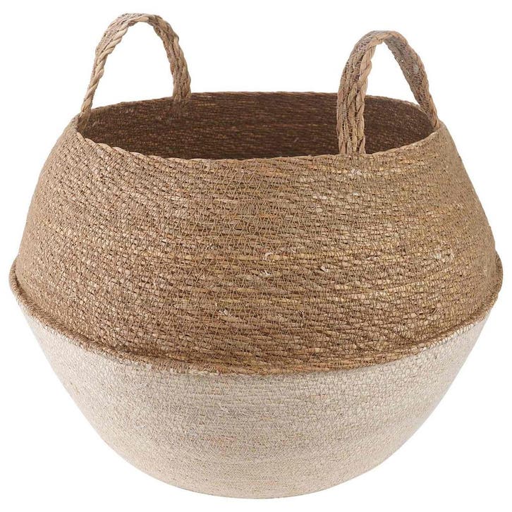 vidaXL Plantenpot met handvatten Wit Ø 45 x 36 cm 100%, Tuin en Terras, Bloembakken en Plantenbakken, Nieuw, 30 tot 60 cm, Verzenden