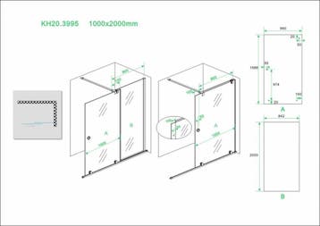 Aanbieding: Wiesbaden verleng-inloopdouche 1000x2000 op rail, Ophalen of Verzenden, Nieuw