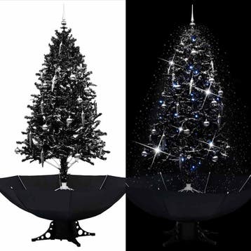 vidaXL Kerstboom sneeuwend met paraplubasis 190 cm PVC zwart, Diversen, Kerst, Verzenden, Nieuw