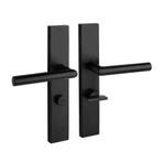 Geveerde deurklink Ferro mat zwart op schild met WC-slot..., Ophalen of Verzenden, Nieuw, IJzer, Klink of Kruk