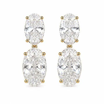 Oorbellen - 14 karaat Geel goud - 6.20ct. tw. Diamant, Nieuw