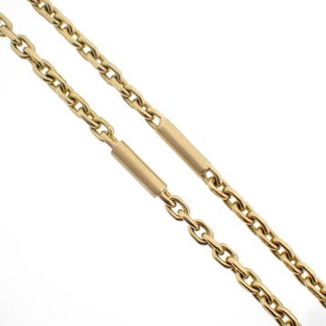 Gouden ankerschakel ketting met staafjes, Ophalen of Verzenden, Gebruikt, Goud, Goud