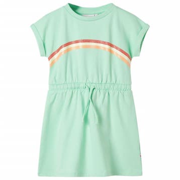 vidaXL Kinderjurk met trekkoord 128 felgroen, Verzenden, Nieuw