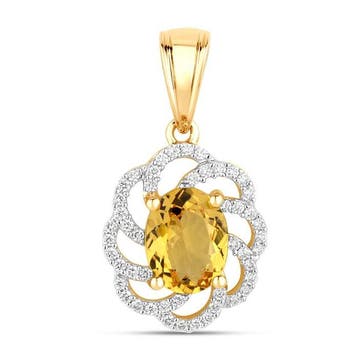 Hanger - 14 karaat Geel goud - 1.45ct. tw. Heliodoor -, Sieraden, Tassen en Uiterlijk, Antieke sieraden
