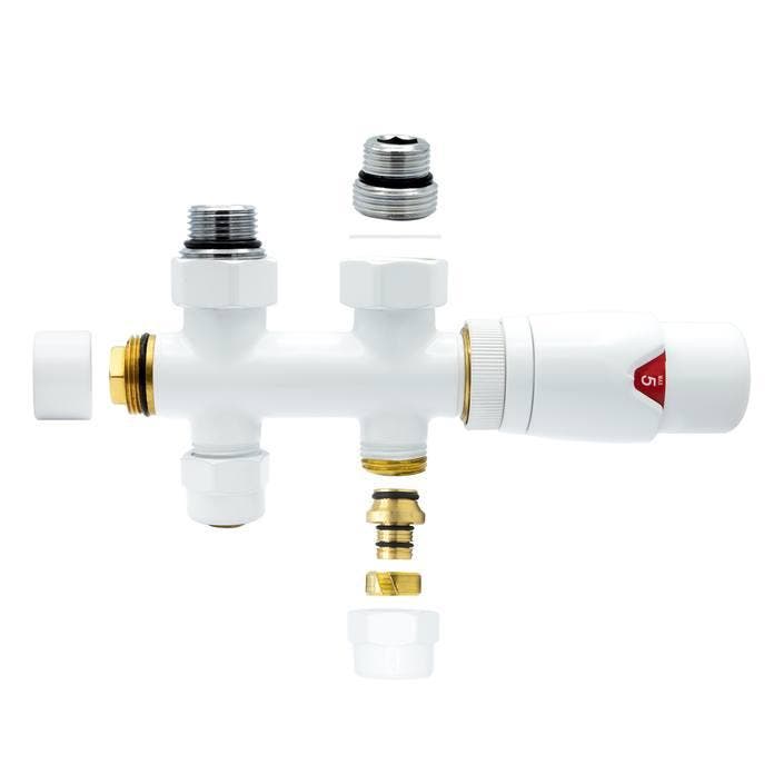 Witte radiator aansluitset Recht voor radiatoren met onder a, Doe-het-zelf en Verbouw, Verwarming en Radiatoren, Radiator, Nieuw