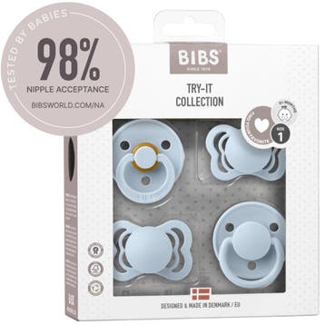 BIBS Try-it-Collection Nipple Try Pack Baby blue size 1 -, Ophalen of Verzenden, Nieuw, Overige typen