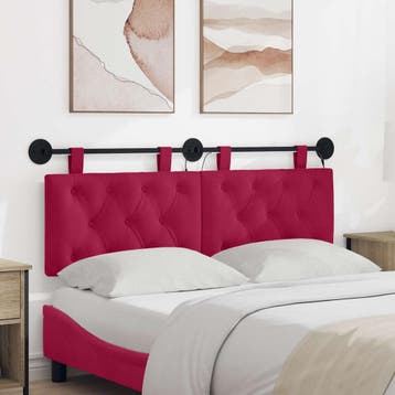 vidaXL Hangend hoofdbord Wijnrood Fluweel, Verzenden, Nieuw, Rood, Stof