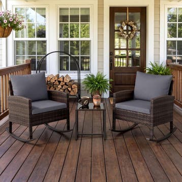 2dekans | Coast 3-delige tuinset - 2 schommelstoelen en, Ophalen of Verzenden, Zo goed als nieuw, Grijs