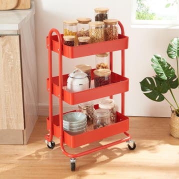 Keukentrolley Pyhäntä met 3 manden 78,5x46x35 cm rood [en.ca, Verzenden