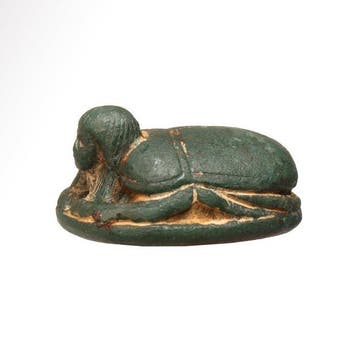 Oude Egypte, Nieuwe rijk Steen Zeldzame Scarab met menselijk