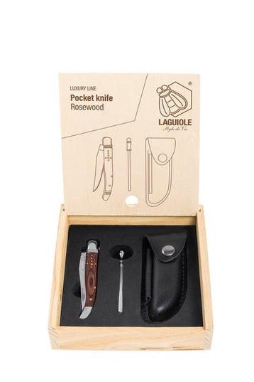 Laguiole - Luxury Pocket Knife, Sharpener & Leather Cover -