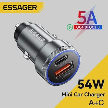 Essager 54W Snellader Auto | PD 3.0 & QC 3.0 | USB-C & USB-A, Auto diversen, Verzenden, Nieuw