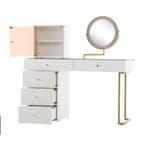 Witte Kaptafel met LED Spiegel, Glazen Blad en 5 Lades, Verzenden, Nieuw