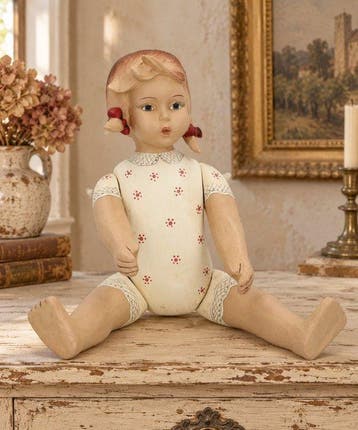 Beeldje - Vintage style doll - Hout, Hars