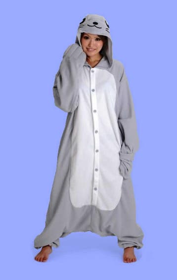 KIMU® Onesie Zeehond Pak S-M of 158-164 Zeehondpak Kostuum G, Carnaval, Nieuw, Ophalen of Verzenden, Kleding