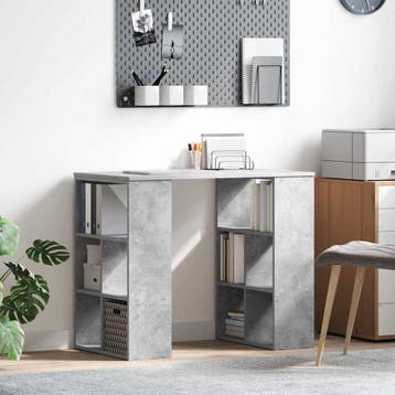 vidaXL Bureau Beton Grijs Bewerkt hout 90 x 50 x 75 cm, Verzenden, Nieuw