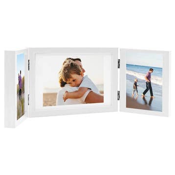 vidaXL Fotolijst drieluik 28x18 cm+2x(13x18 cm) wit, Verzenden, Nieuw