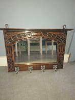 Kapstok - hard hout - Eiken spiegel kapstok, Antiek en Kunst