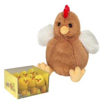 Hermann Teddy kip knuffel - pluche - 18 cm - met kuikens, Verzenden, Nieuw